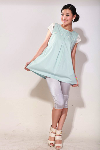 育靈龍雅麗圓領(lǐng)銀纖維衫天藍(lán)