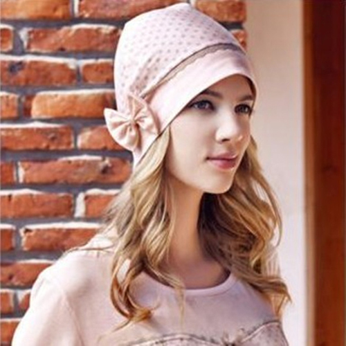 EQMUMBABY韓版圓點(diǎn)蝴蝶結(jié)防頭風(fēng)孕婦帽