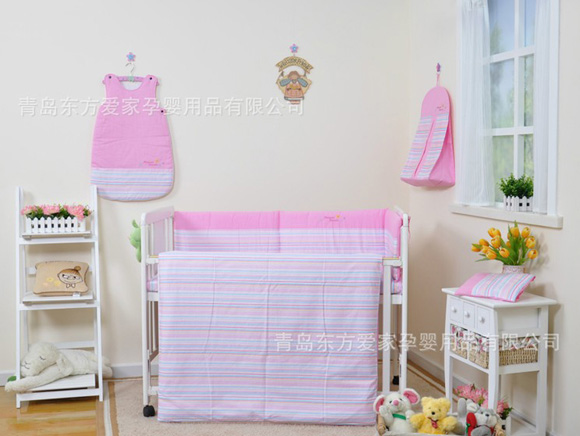 哈尼寶貝兒童家紡五件套條紋