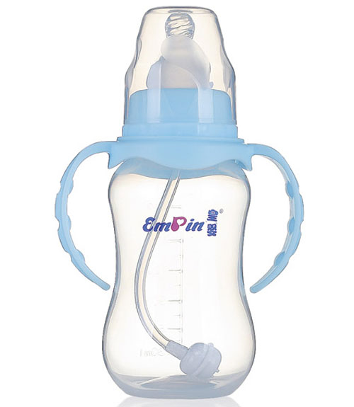 皇嬰標(biāo)口PP圓弧自動小奶瓶180ml藍(lán)色