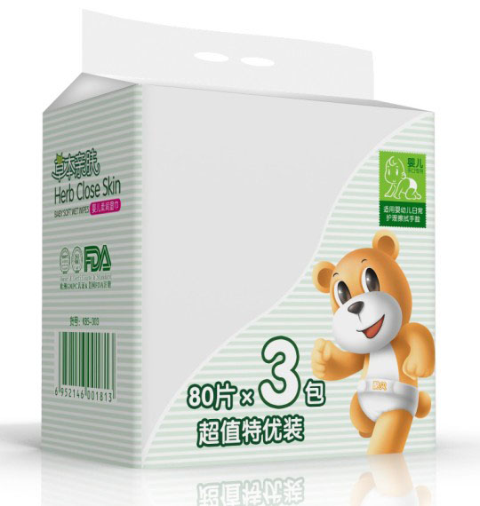 酷貝舒yinge濕巾手口專用80片3包