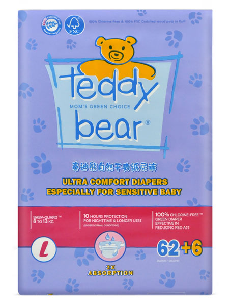 泰迪熊自然干爽升級版yinge紙尿褲大包裝L碼