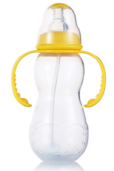 媽媽易300毫升PP全自動(dòng)雙柄標(biāo)口梅花奶瓶黃色