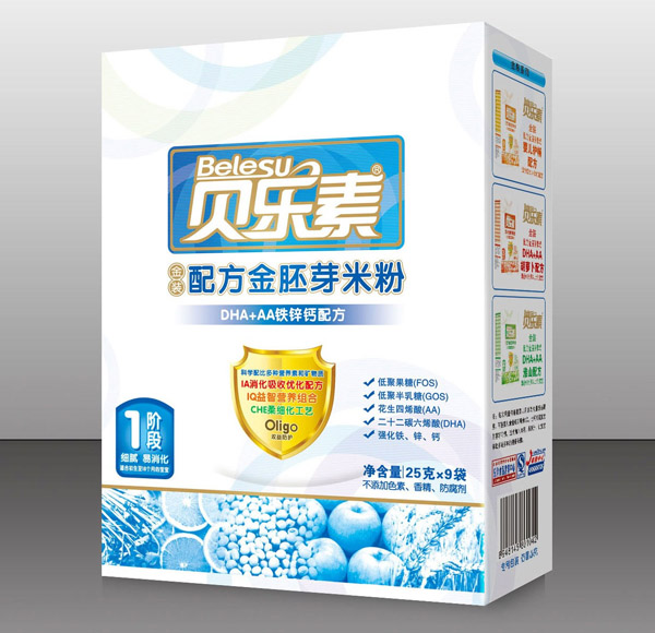 貝樂(lè)素DHA+AA鐵鋅鈣金胚芽米粉1段