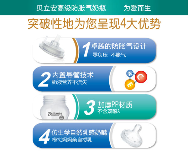 貝立安高級防脹氣寶寶奶瓶150ml