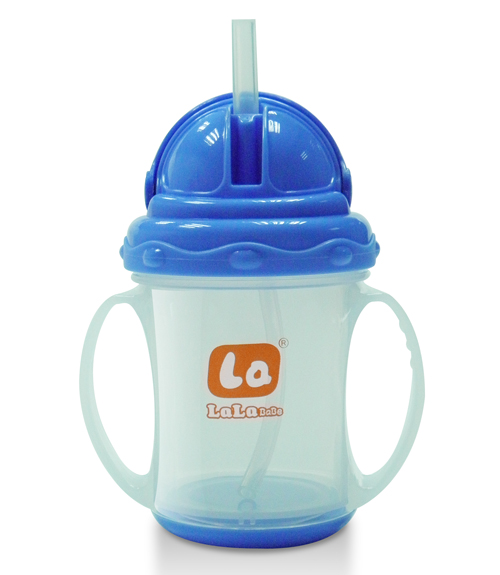 樂樂寶貝帶炳吸管學飲杯藍色