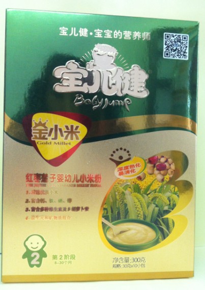 寶兒健金小米紅棗蓮子?jì)胗變盒∶追?段盒裝