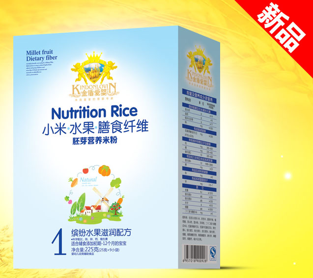 金盾愛嬰繽紛水果滋潤配方小米米粉1段225g