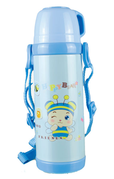 樂(lè)蓓藍(lán)色背帶卡通保溫水杯