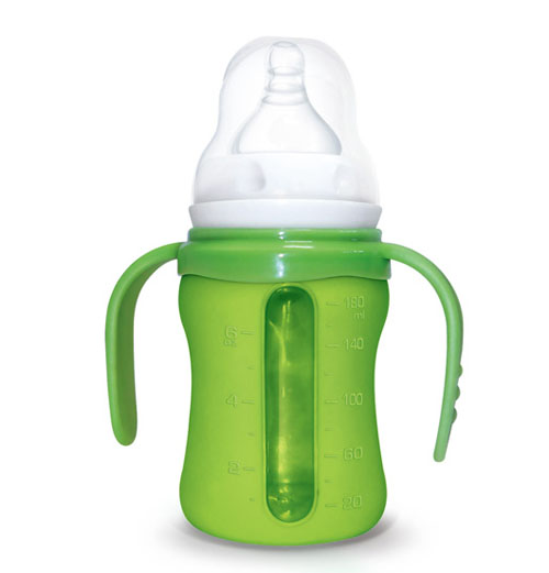 Babykin(貝沁)玻璃+硅膠套寬口弧形奶瓶180ML
