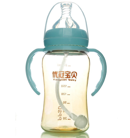 優(yōu)冠寶貝PPSU寬口帶柄自動(dòng)奶瓶240ml藍(lán)色