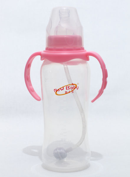 新兒寶標口300ml雙耳自動圓腰形PP奶瓶