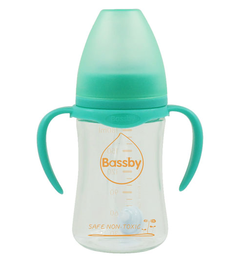貝斯比寬口弧形晶鉆玻璃奶瓶150ml綠色