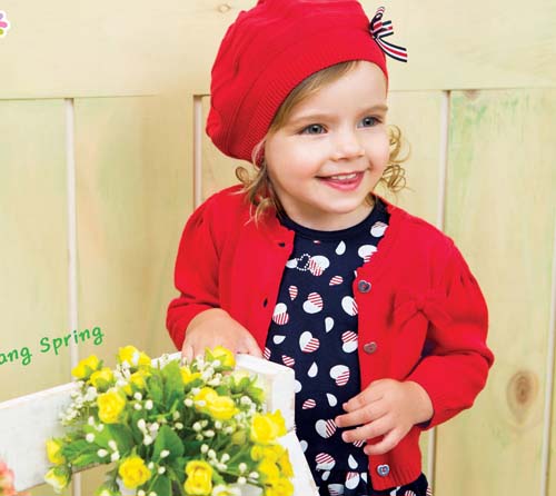 阿卡邦紅色小披肩女童