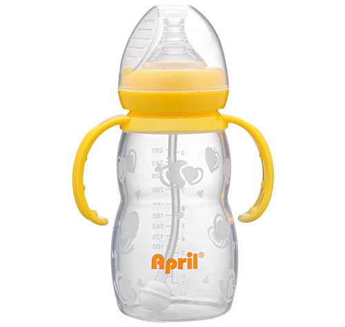 愛普麗硅膠奶瓶260ml黃色
