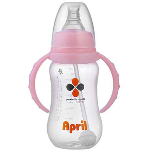愛普麗標(biāo)口弧形奶瓶180ml粉色