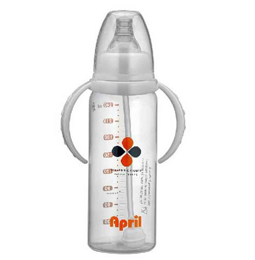 愛普麗標(biāo)口直身奶瓶240ml白色