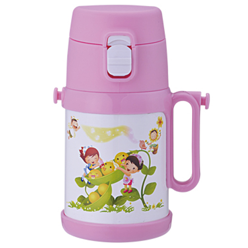 天使貝貝兒童水杯帶手柄粉色