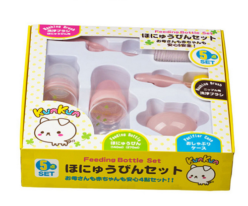 KUNKUN粉紅色玻璃奶瓶禮盒