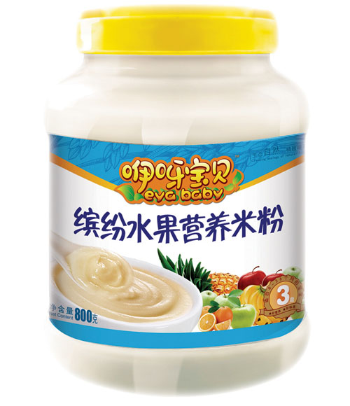 咿呀寶貝繽紛水果營養(yǎng)米粉(桶裝藍色)3段