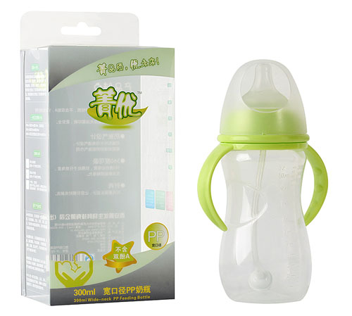 菁優(yōu)寬口徑PP奶瓶300ml綠色