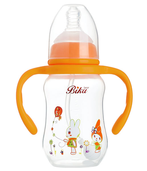 比酷熊橙色雙柄全自動yinge奶瓶