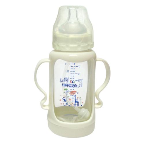 可娃寬口徑防摔晶鉆玻璃奶瓶240ML