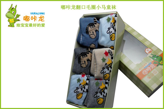 嘟咔龍熊貓汽車平板小號6雙禮盒裝童襪