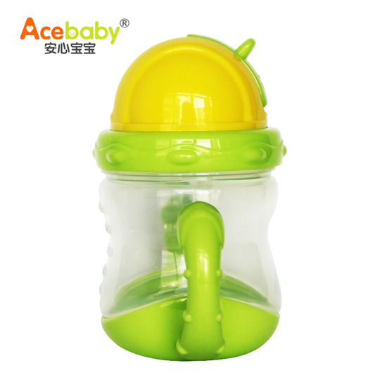 安心寶寶太空飲水杯黃蓋綠邊
