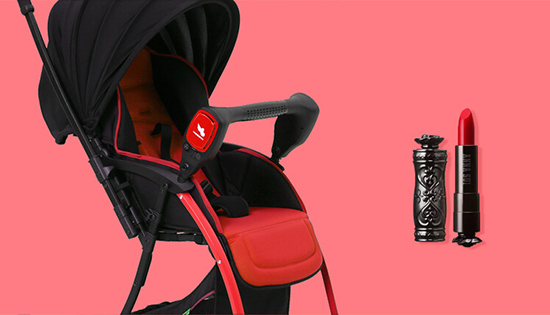 可思貝防霧霾嬰兒推車(緋紅)