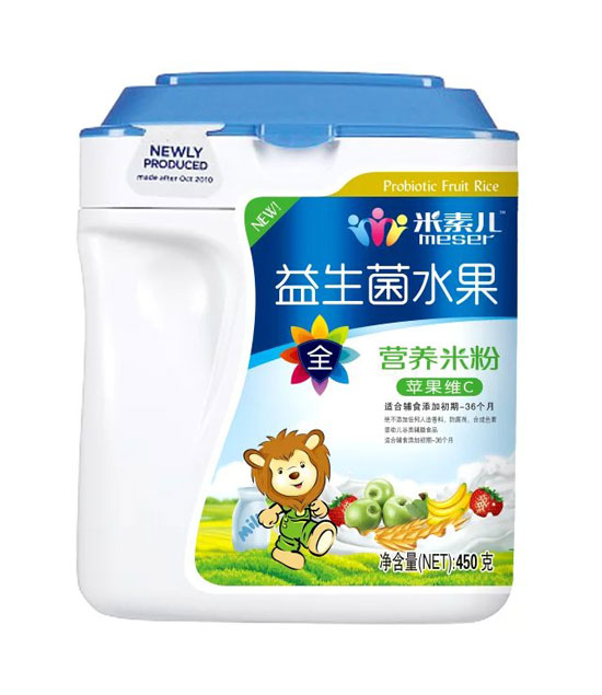 米素兒益生菌水果蘋果維C營(yíng)養(yǎng)米粉聽裝