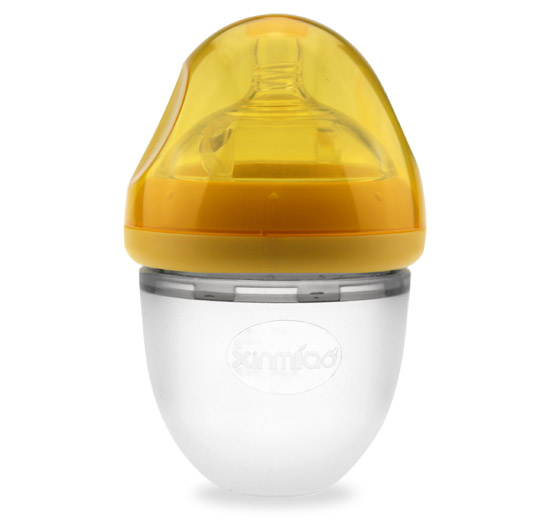欣苗廣口硅膠奶瓶120ml橘色