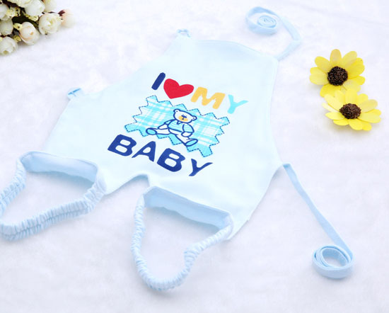 金色小魚素色雙面布可愛熊連腳肚兜