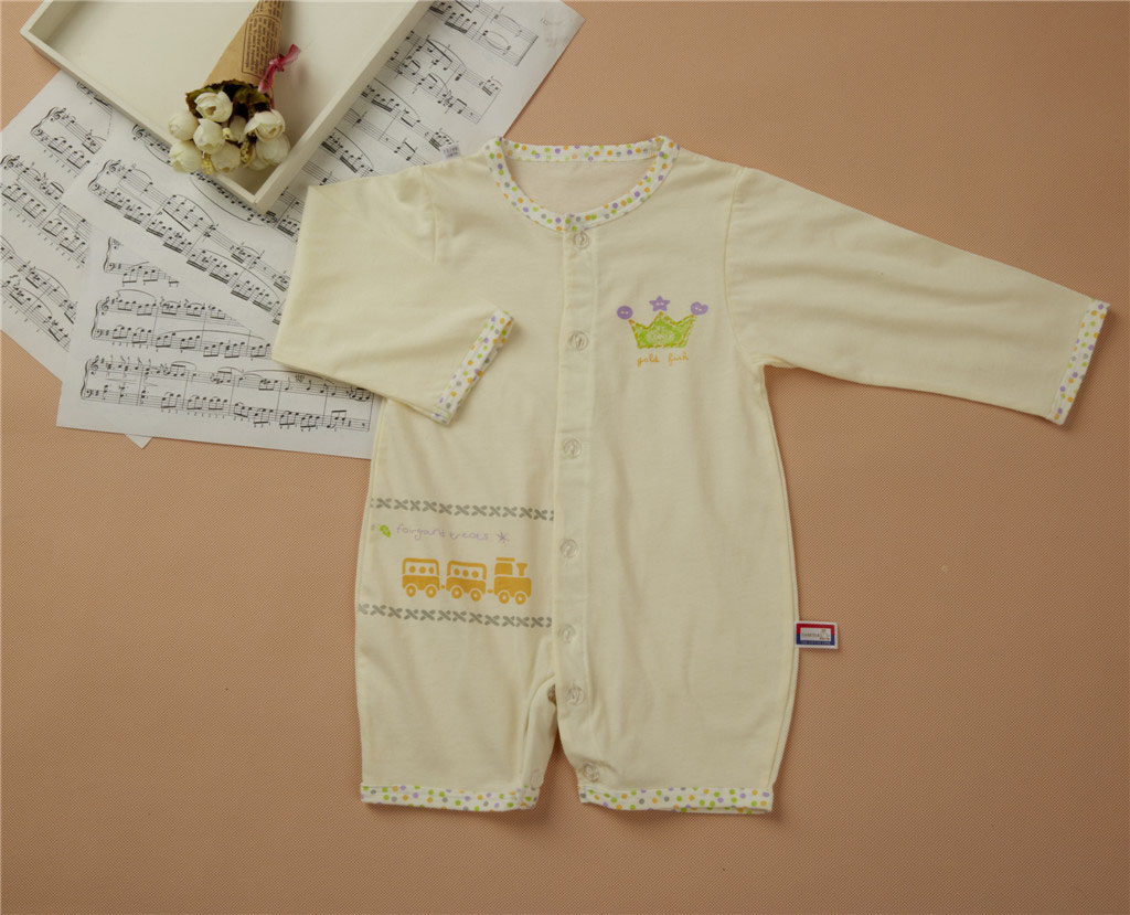 金色小魚精棉素色單面無骨縫制快樂之旅哈衣