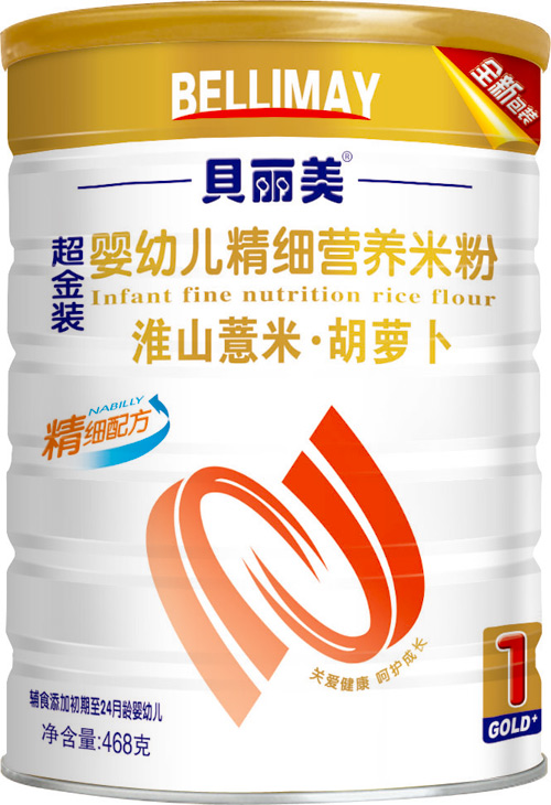 貝麗美淮山薏米胡蘿卜精細營養(yǎng)米粉408克聽裝