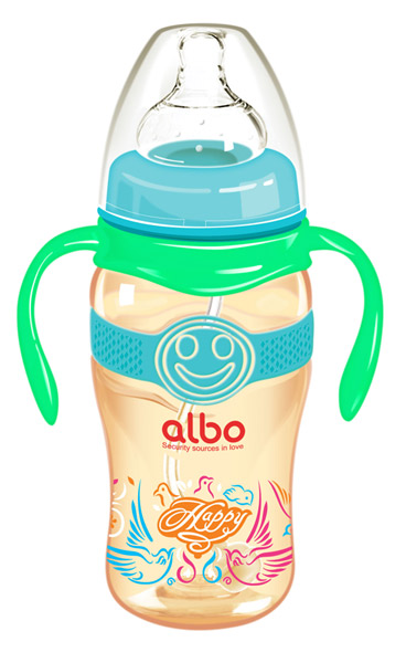 愛(ài)樂(lè)寶300mlPPSU寬口感溫自動(dòng)奶瓶綠色