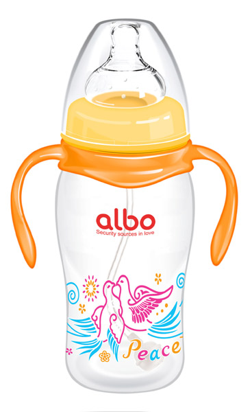 愛樂寶300ml寬口圓弧自動(dòng)奶瓶桔色