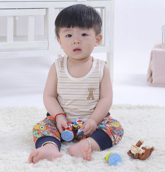 安米小熊夏裝有機(jī)棉彩棉舒適背心衫A1471