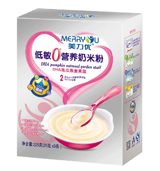 美力優(yōu)DHA南瓜燕麥果蔬低敏0°營養(yǎng)奶米粉2段