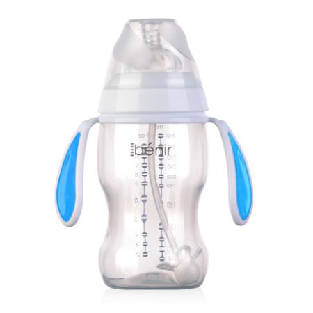 清素350ml寬口自動(dòng)PP奶瓶配變流量奶嘴-藍(lán)色