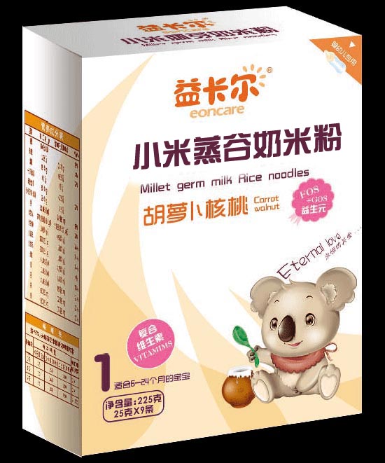 益卡爾胡蘿卜核桃小米蒸谷奶米粉1段