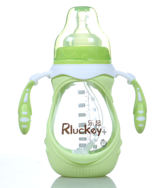 樂(lè)起雙柄奶瓶綠色