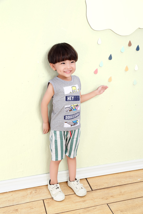 小狗巴納灰色T恤套裝