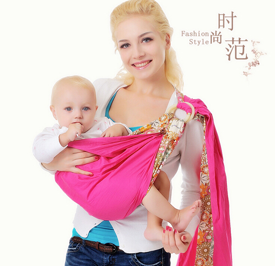 寶寶全棉雙環(huán)扣透氣育兒背巾玫紅