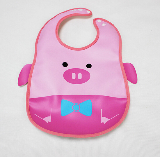 嬰兒童防水PVC軟塑料立體圍嘴紅