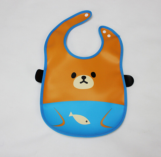 嬰兒童防水PVC軟塑料立體圍嘴藍(lán)