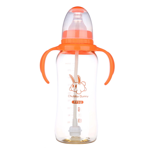 丘比兔PPSU葫蘆型自動把手奶瓶300ML橙色