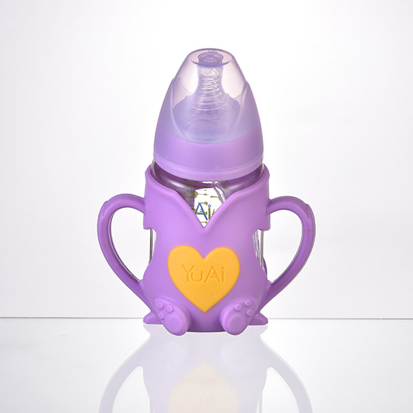 優(yōu)噯8安寬口企鵝型晶鉆玻璃自動奶瓶(240ML)(小兔子保護(hù)外套)