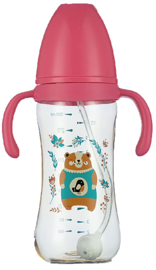 紐優(yōu)PA寬口黃金奶瓶300ml粉色