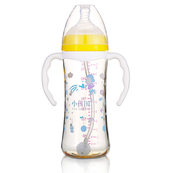 小孩國寬口時尚自動PPSU安全奶瓶320M黃色